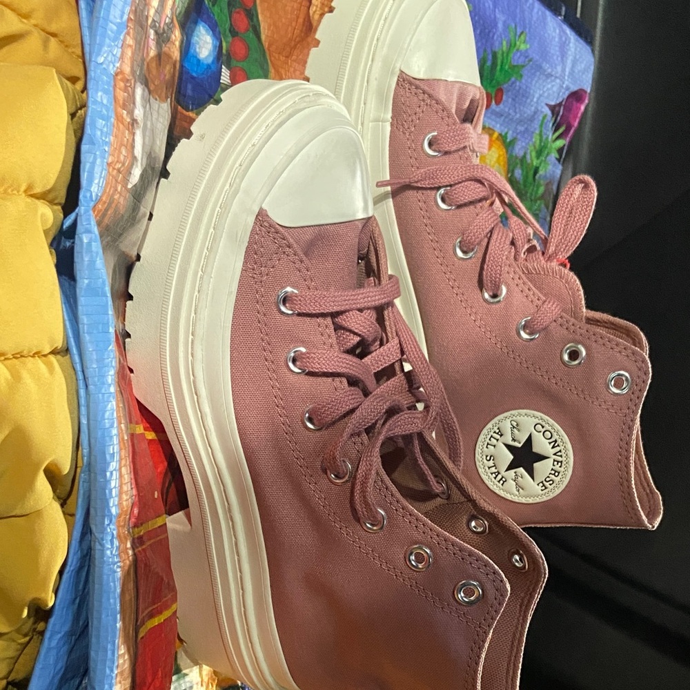 Converse High Top Platform Sneakers in Mauve Pink